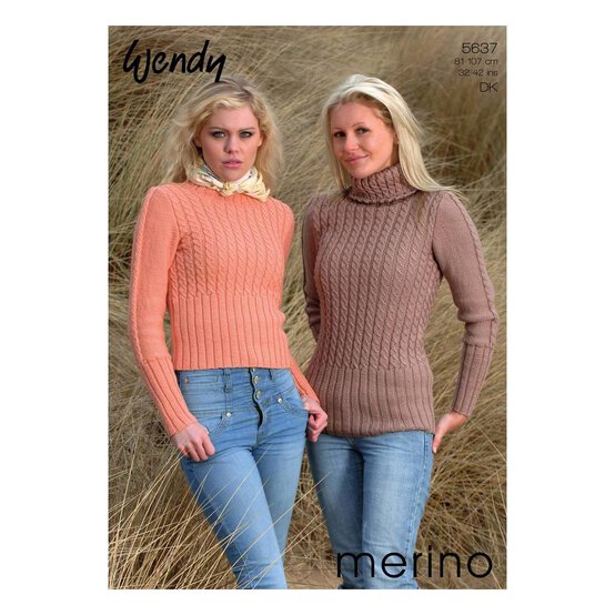 Wendy Merino DK Cabled Jumpers Digital Pattern 5637 image number 1