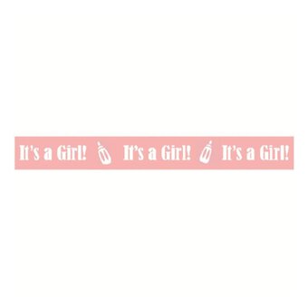 White On Baby Pink It's A Girl Ribbon 10mm x 4m