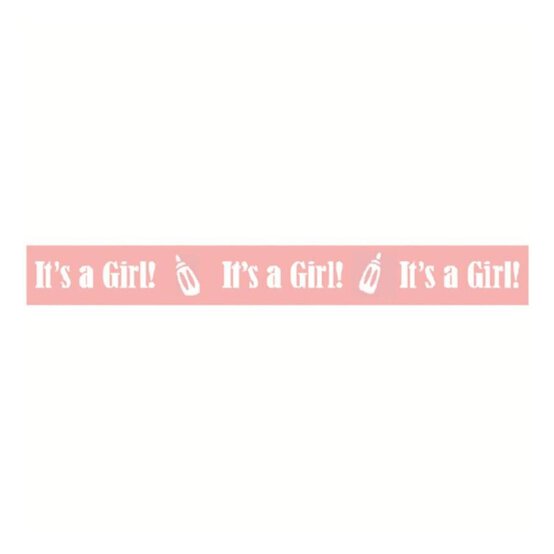 White On Baby Pink It's A Girl Ribbon 10mm x 4m image number 1