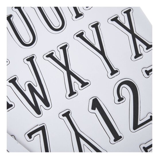 Black Handwriting Alphabet Chipboard Stickers 72 Pieces