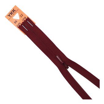 YKK Dark Wine Concealed Zip 56cm