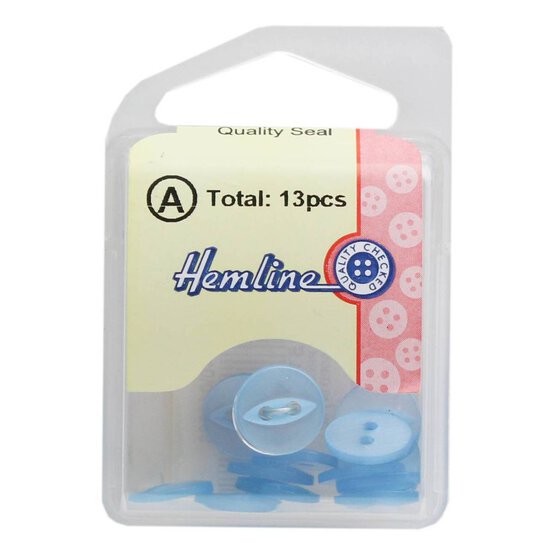 Hemline Sky Blue Fish Eye Buttons 11.25mm 13 Pack