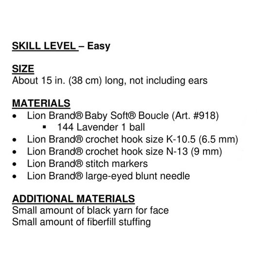 FREE PATTERN Lion Brand Cuddle Bunny Blankie L70260 image number 2