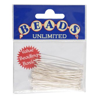 Beads Unlimited Silver Plated Headpins 50mm 50 Pack
