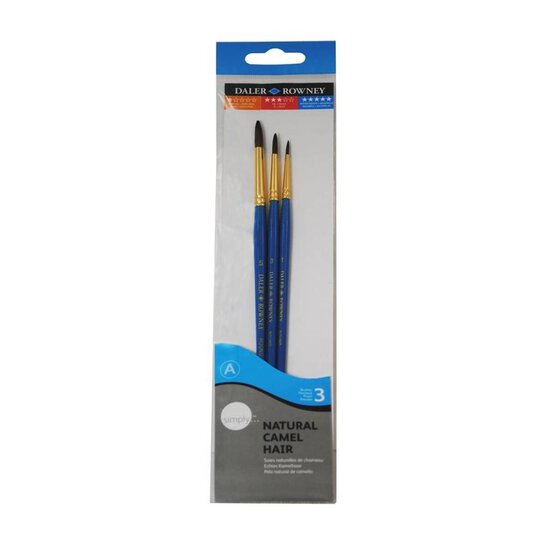 Daler-Rowney Natural Camel Hair Round Brushes 3 Pack image number 1