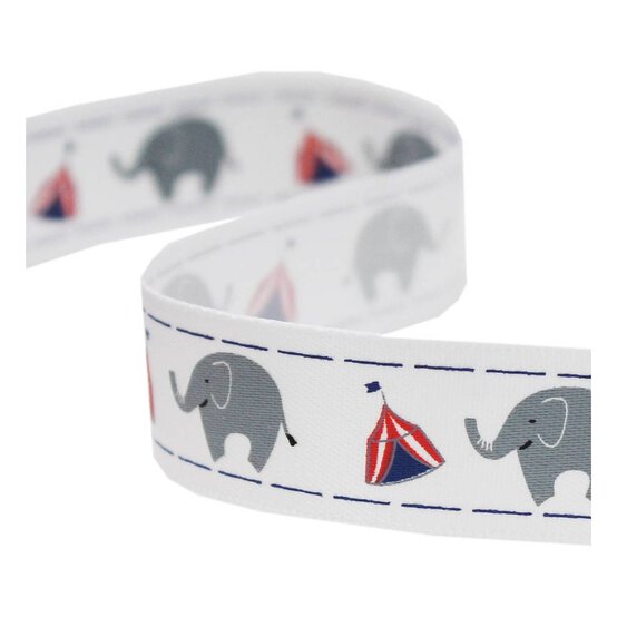 Circus Elephant Satin Ribbon 16mm x 4m image number 1