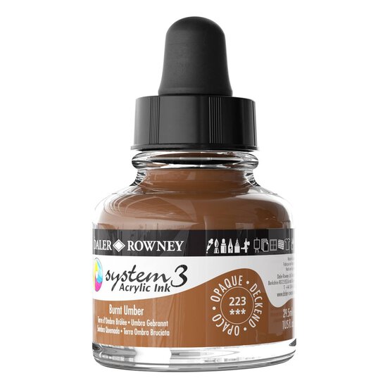 Daler-Rowney System3 Burnt Umber Acrylic Ink 29.5ml image number 2