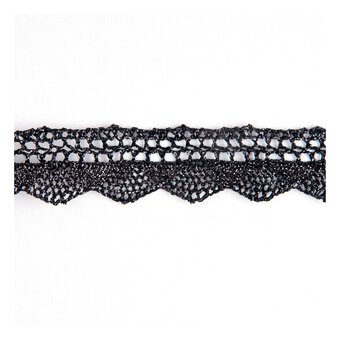 Black 25mm Metallic Lace Trim by the Metre