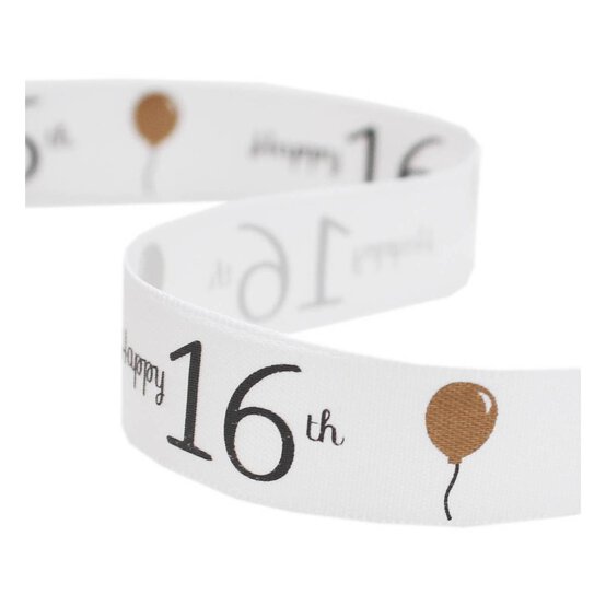 Happy 16th Satin Ribbon 16mm x 4m image number 1