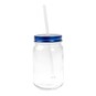 Blue Glass Drinking Jar with a Straw image number 1