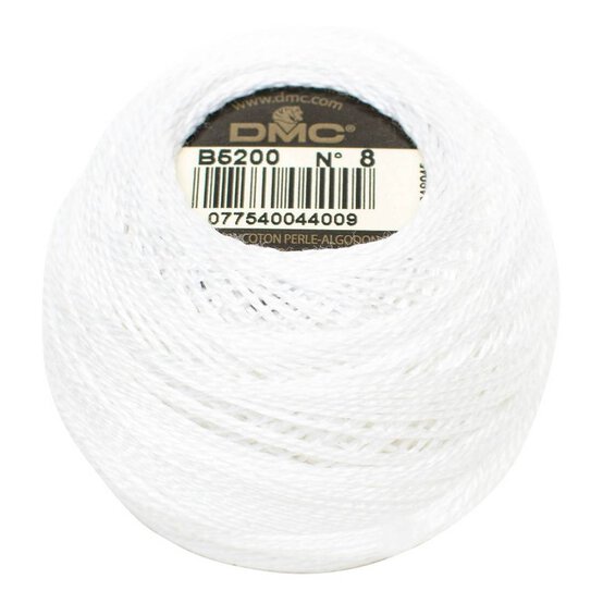 DMC White Pearl Cotton Thread on a Ball Size 8 80m (B5200) image number 1