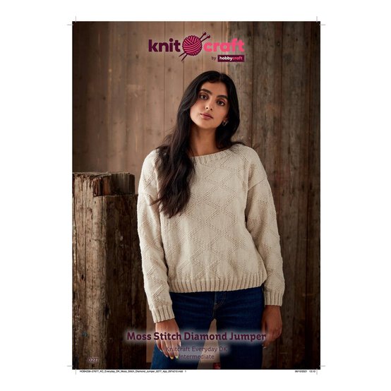 Knitcraft Moss Stitch Diamond Jumper Pattern 0277 image number 1