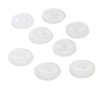 Hemline White Basic Cut Edge Button 8 Pack
