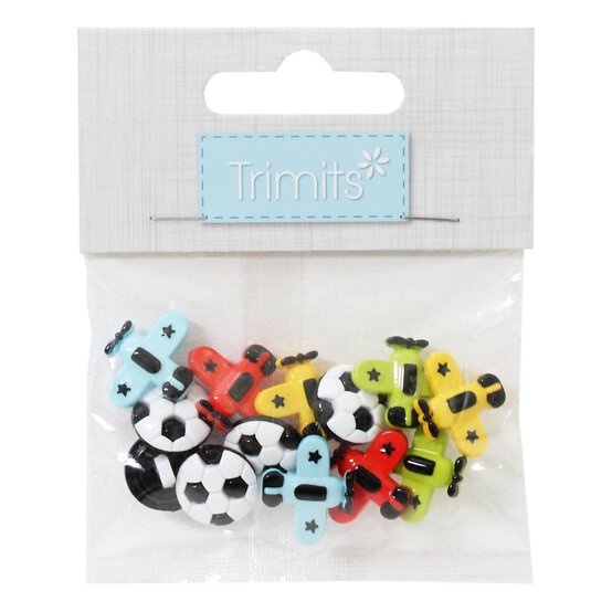 Trimits Football and Plane Novelty Buttons 7 Pieces image number 2