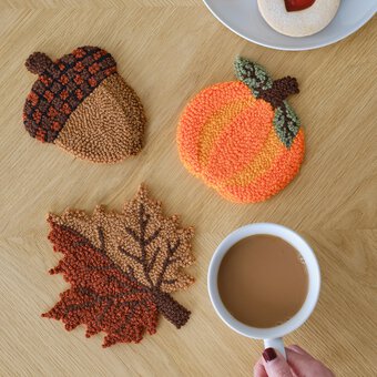 How to Make Autumn Punch Needle Coasters
