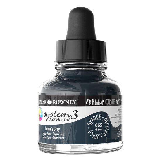 Daler-Rowney System3 Paynes Grey Acrylic Ink 29.5ml image number 2