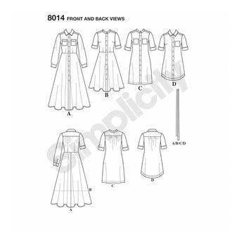Simplicity Shirt Dress Sewing Pattern 8014 (16-24)