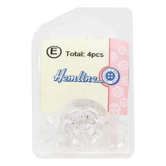 Hemline Clear Novelty Flower Button 4 Pack