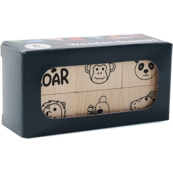 Animal Face Wooden Stamp Set 6 Pieces image number 4