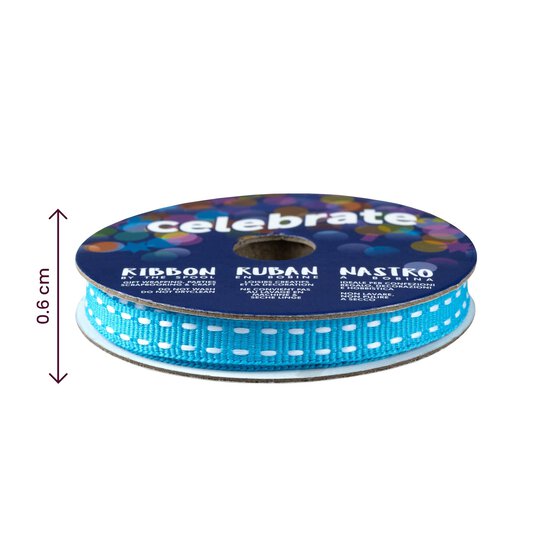 Peacock Grosgrain Running Stitch Ribbon 6mm x 5m image number 4