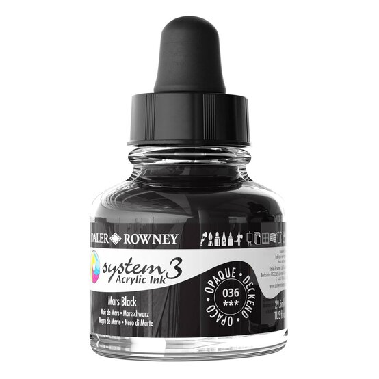 Daler-Rowney System3 Mars Black Acrylic Ink 29.5ml image number 2