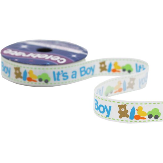 It's a Boy Satin Ribbon 12mm x 3.5m image number 3