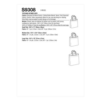 Simplicity Shopping Tote Bag Sewing Pattern S9308