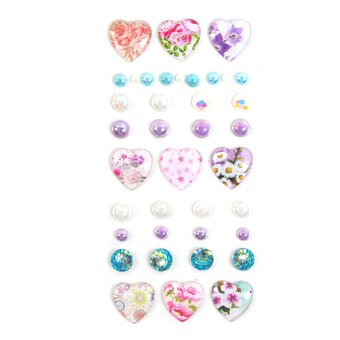 Floral Heart Adhesive Gems 38 Pack