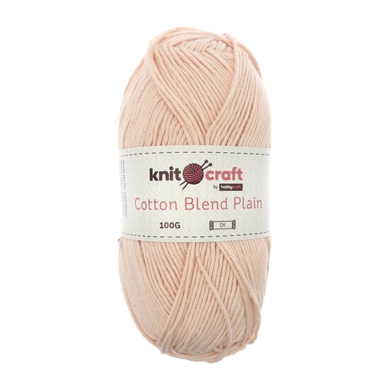 Knitcraft Pale Peach Cotton Blend Plain DK Yarn 100g image number 1