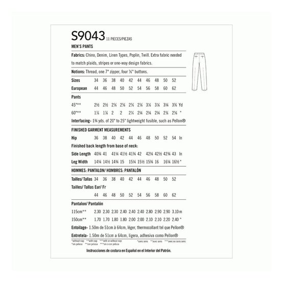 Simplicity Men&rsquo;s Trousers Sewing Pattern S9043 (34-42) image number 2