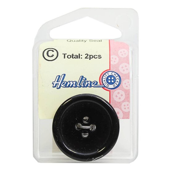 Hemline Black Basic Jacket Button 2 Pack image number 2