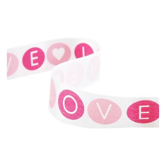 Pink Love Circles Satin Ribbon 15mm x 3.5m