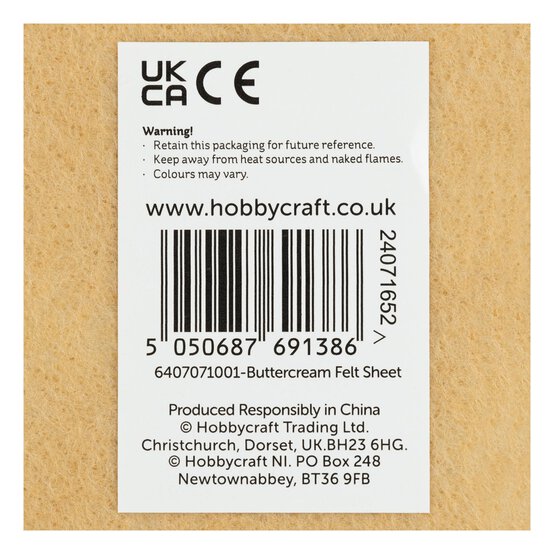Buttercream Polyester Felt Sheet A4 image number 6