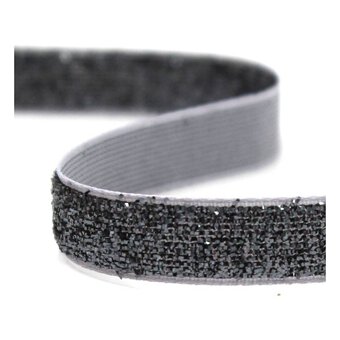 Metallic Metal Grey Woven Sparkle Ribbon 10mm x 2.5m