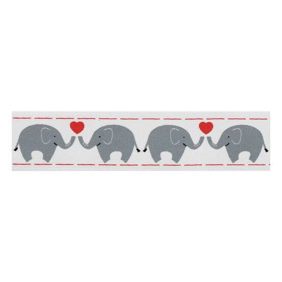 Kissing Elephant Satin Ribbon 16mm x 4m image number 2