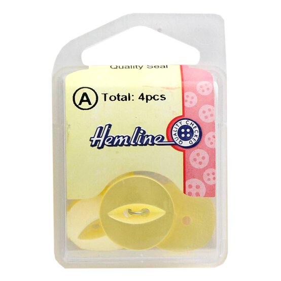 Hemline Yellow Fish Eye Buttons 18.75mm 4 Pack image number 2