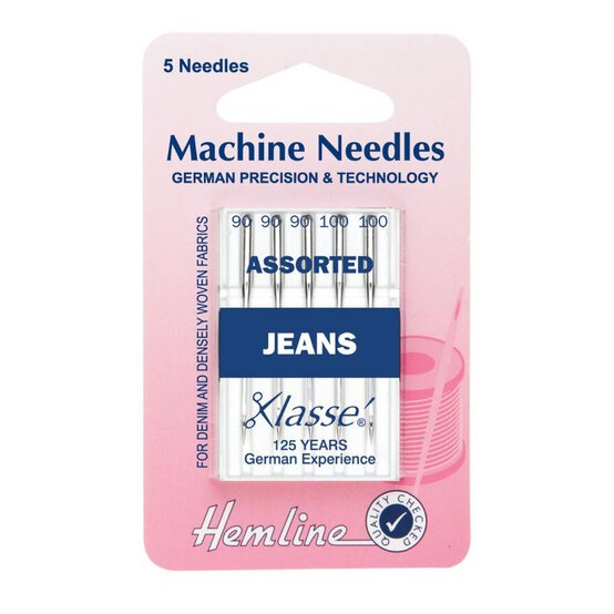 Hemline Assorted Jeans Machine Needle 5 Pack image number 1
