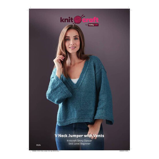 Knitcraft V Neck Jumper with Vents Digital Pattern 0124 image number 1