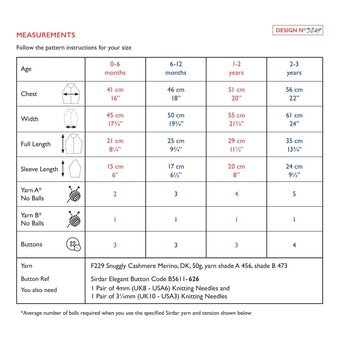 Sirdar Snuggly Cashmere Merino Sailor Cardigan Pattern 5247