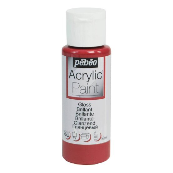 Pebeo Bordeaux Red Gloss Acrylic Craft Paint 59ml