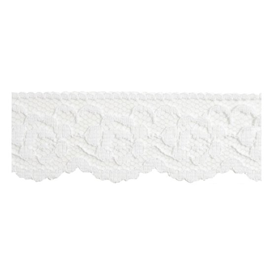White 35mm Buttercup Lace Trim by the Metre image number 2