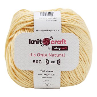 Knitcraft Yellow It's Only Natural Light DK Yarn 50g