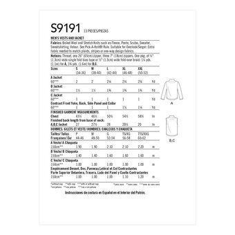 Simplicity Men&rsquo;s Jacket Sewing Pattern S9191 (S-XXL)