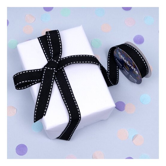 Black Grosgrain Running Stitch Ribbon 15mm x 4m image number 5
