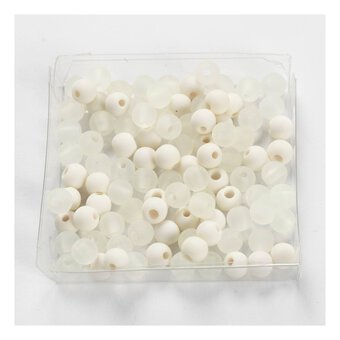 Cream Round Plastic Beads 6mm 40g