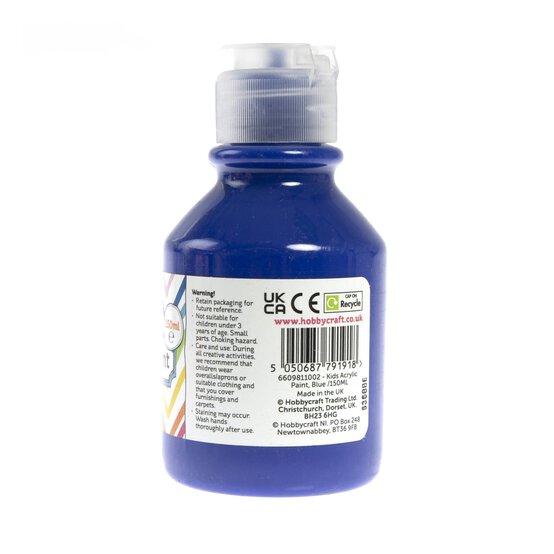 Kids&rsquo; Blue Acrylic Paint 150ml image number 3