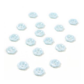 Hemline Sky Blue Basic Flower Button 17 Pack