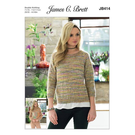 James C Brett DK Lady's Jumper Pattern JB414 image number 1
