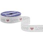 Grey Love Satin Ribbon 16mm x 4m image number 3