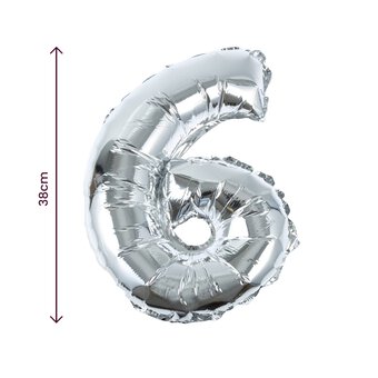 Silver Foil Number 6 Balloon